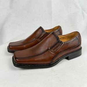 Miko Lotti Loafers Mens 10.5 Square Toe Burnished Slip On Brown Casual Office